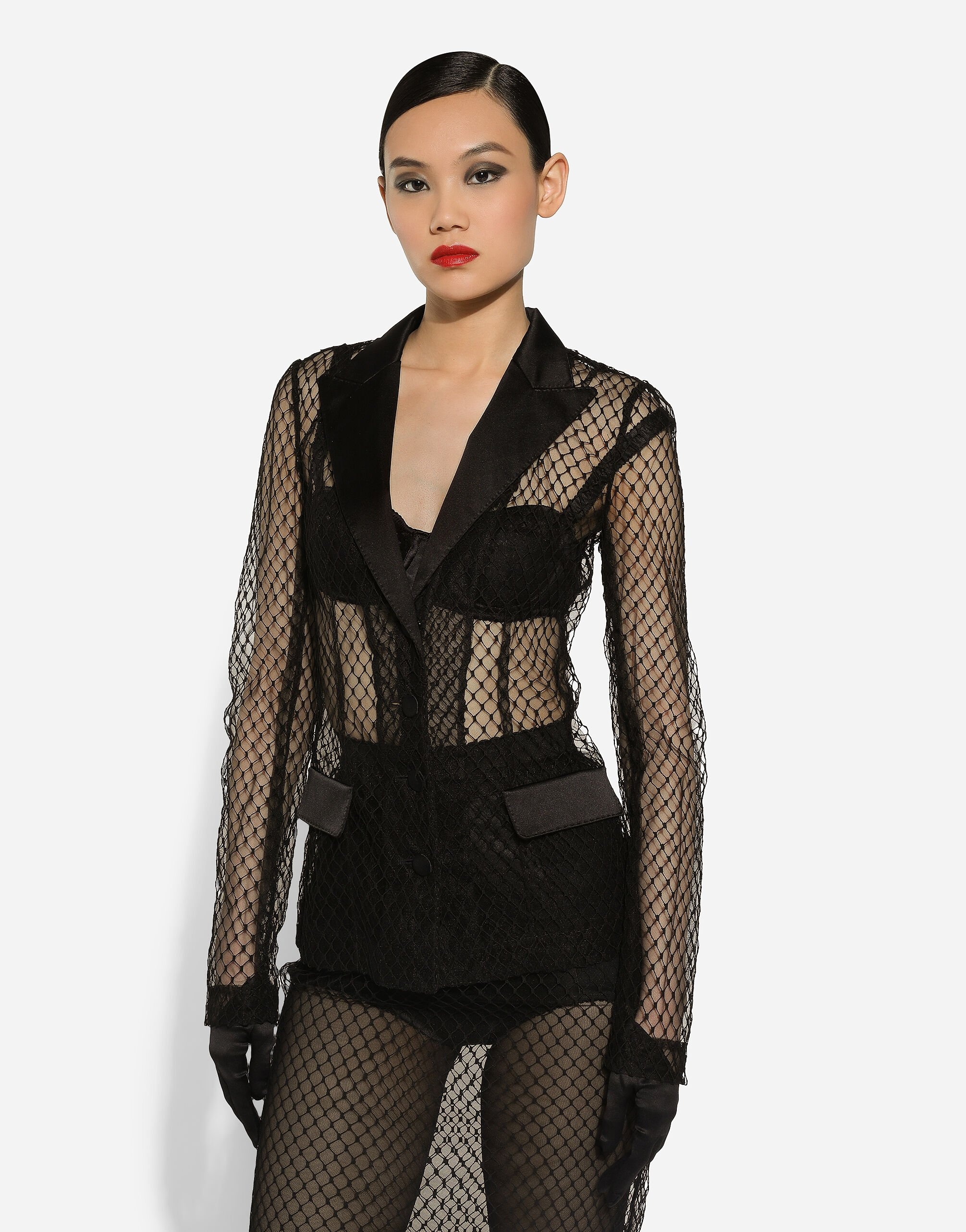 Single-breasted mesh Dolce tuxedo jacket - 6