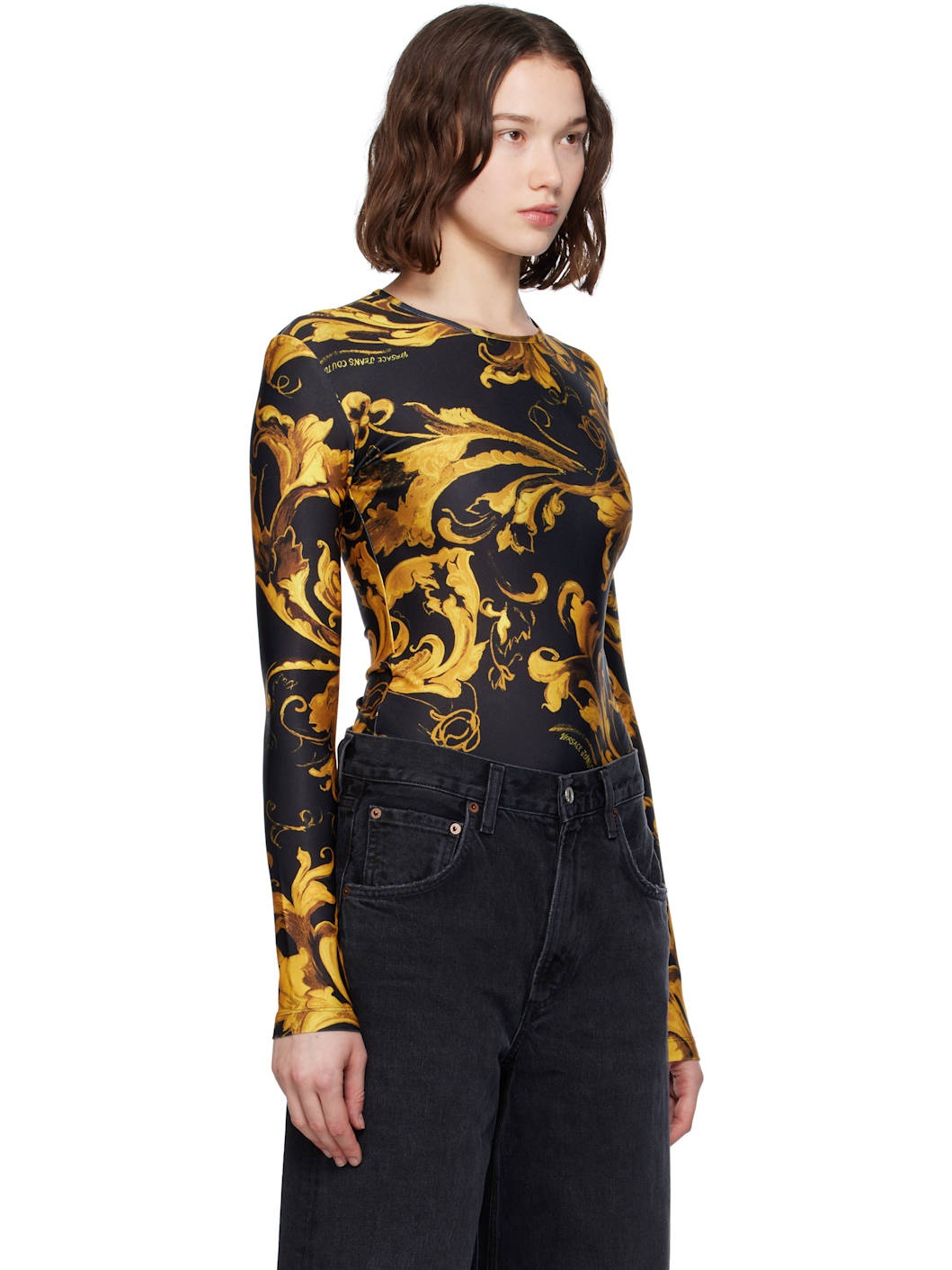 Black & Gold Lycra Bodysuit - 2