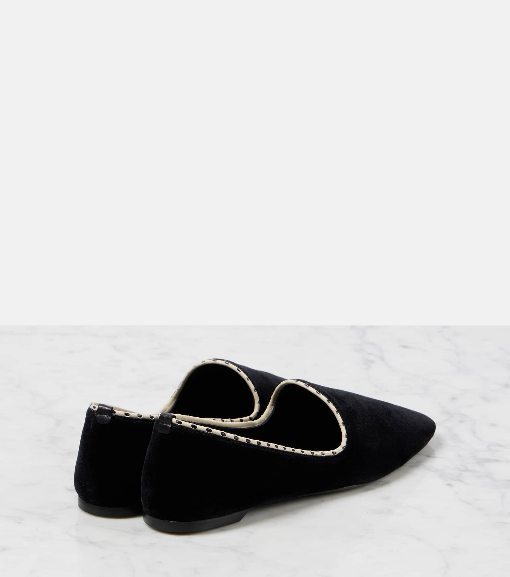 Leather-lined velvet slippers - 2