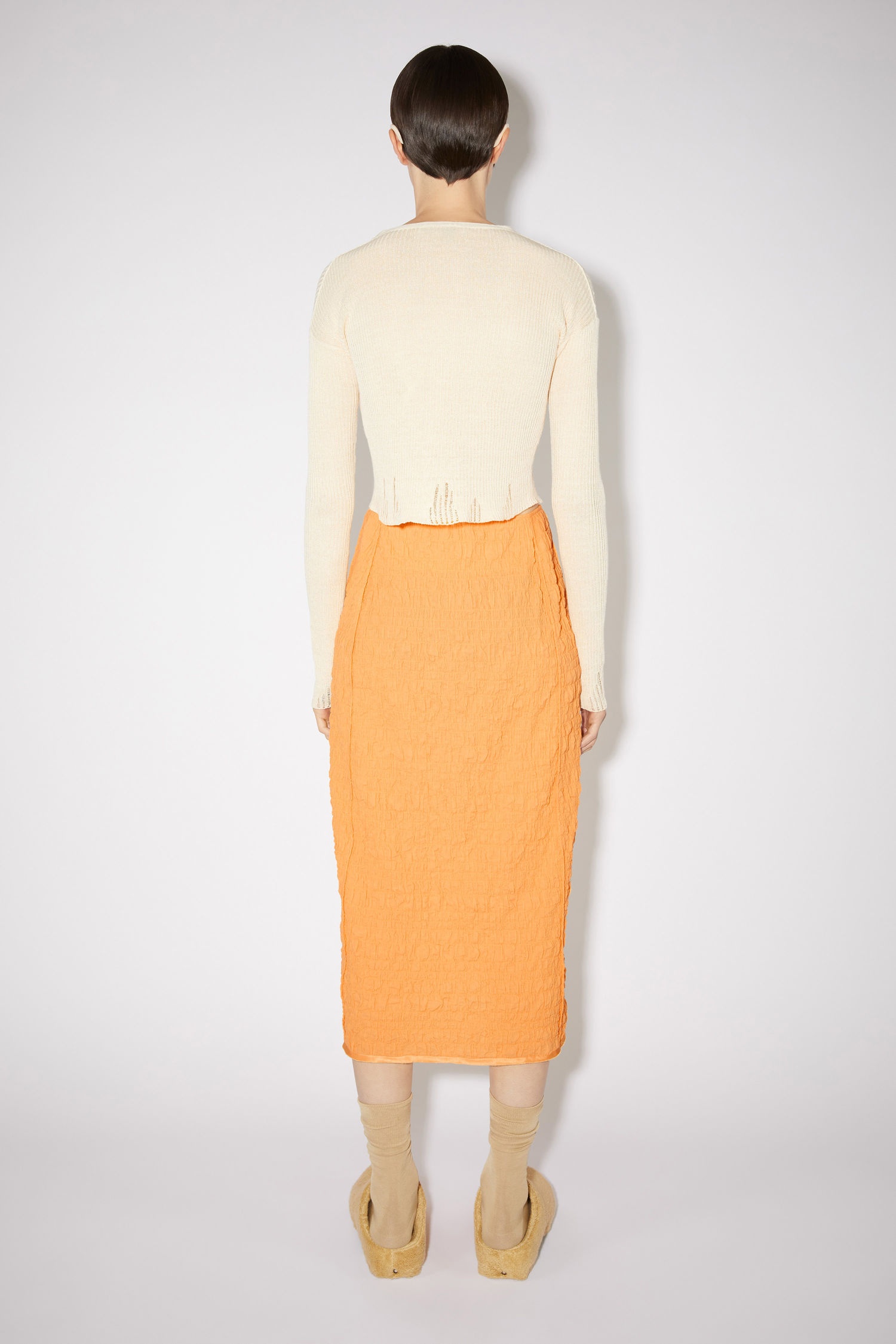 Cotton midi skirt - Apricot orange - 3