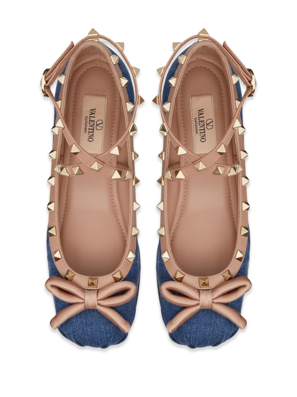 Rockstud denim ballerina shoes - 4