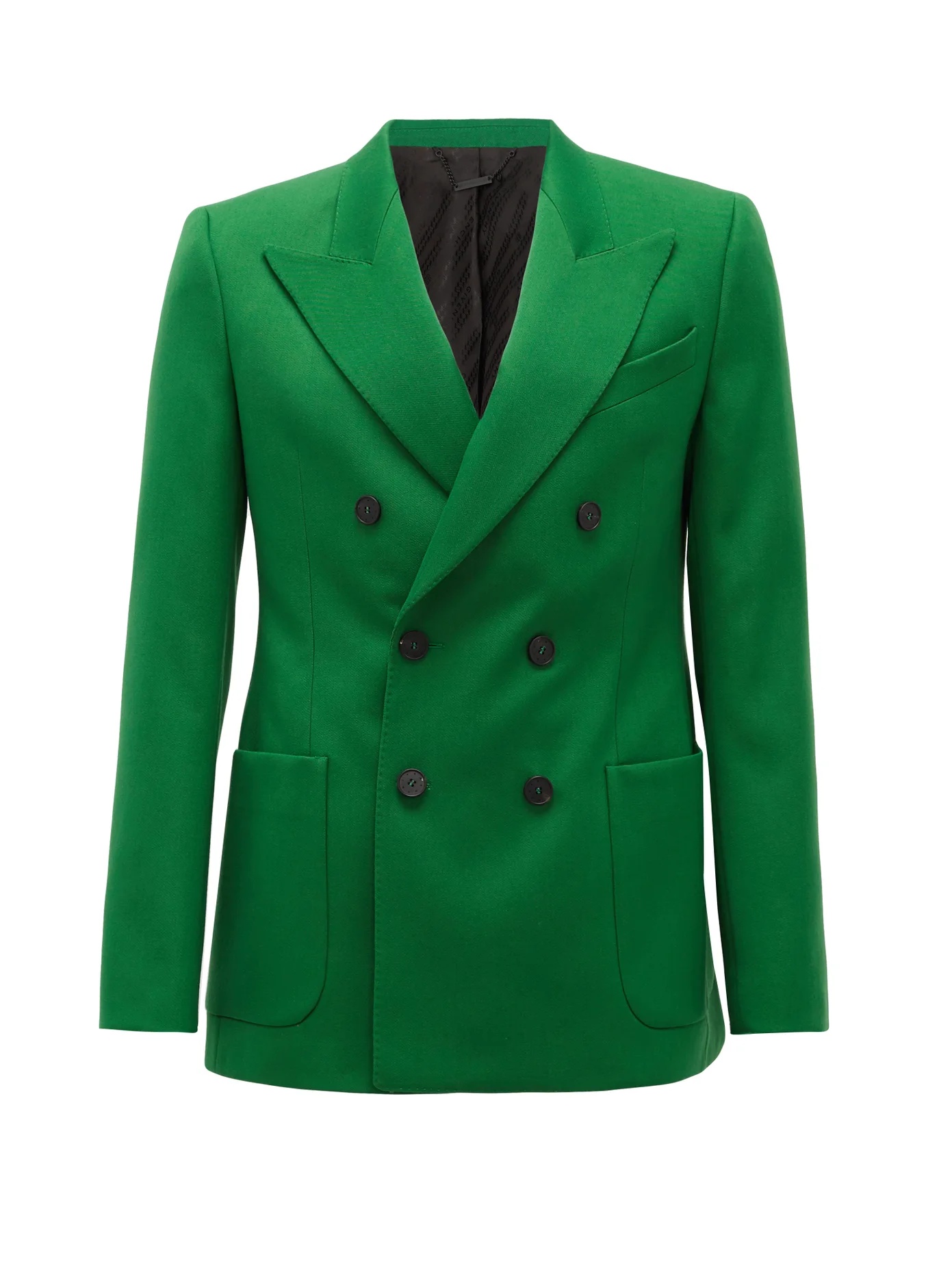 Double-breasted peak-lapel crepe jacket - 1