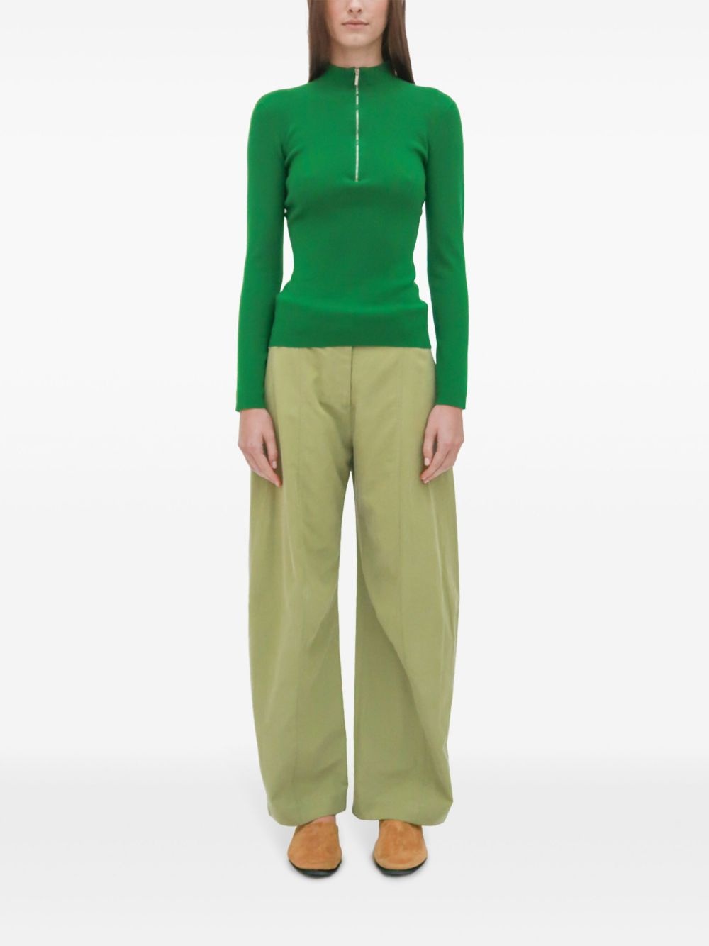 ribbed zip-up sweater - 3