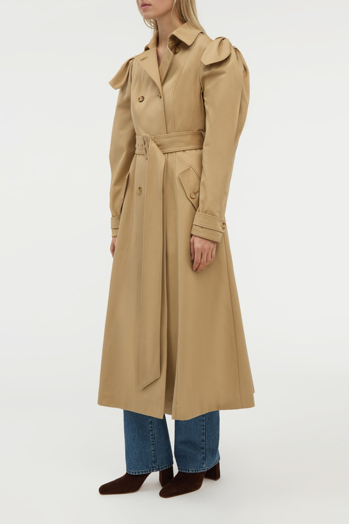 Benedict Trench Coat in Camel Sea Island Cotton Twill - 4