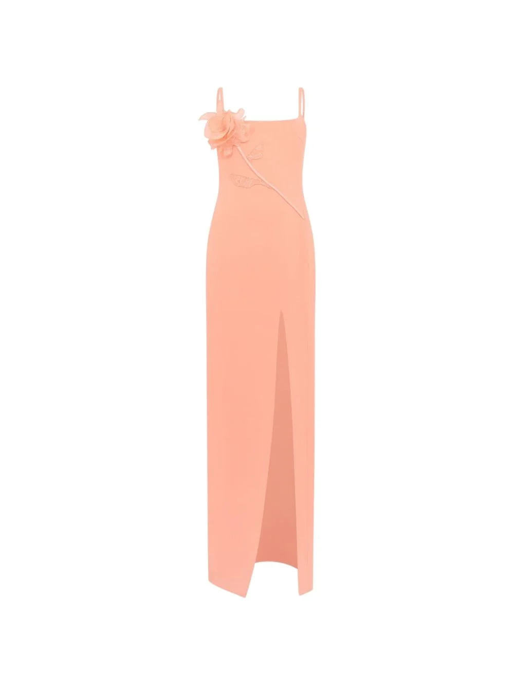 floral-appliqué slit maxi dress - 1