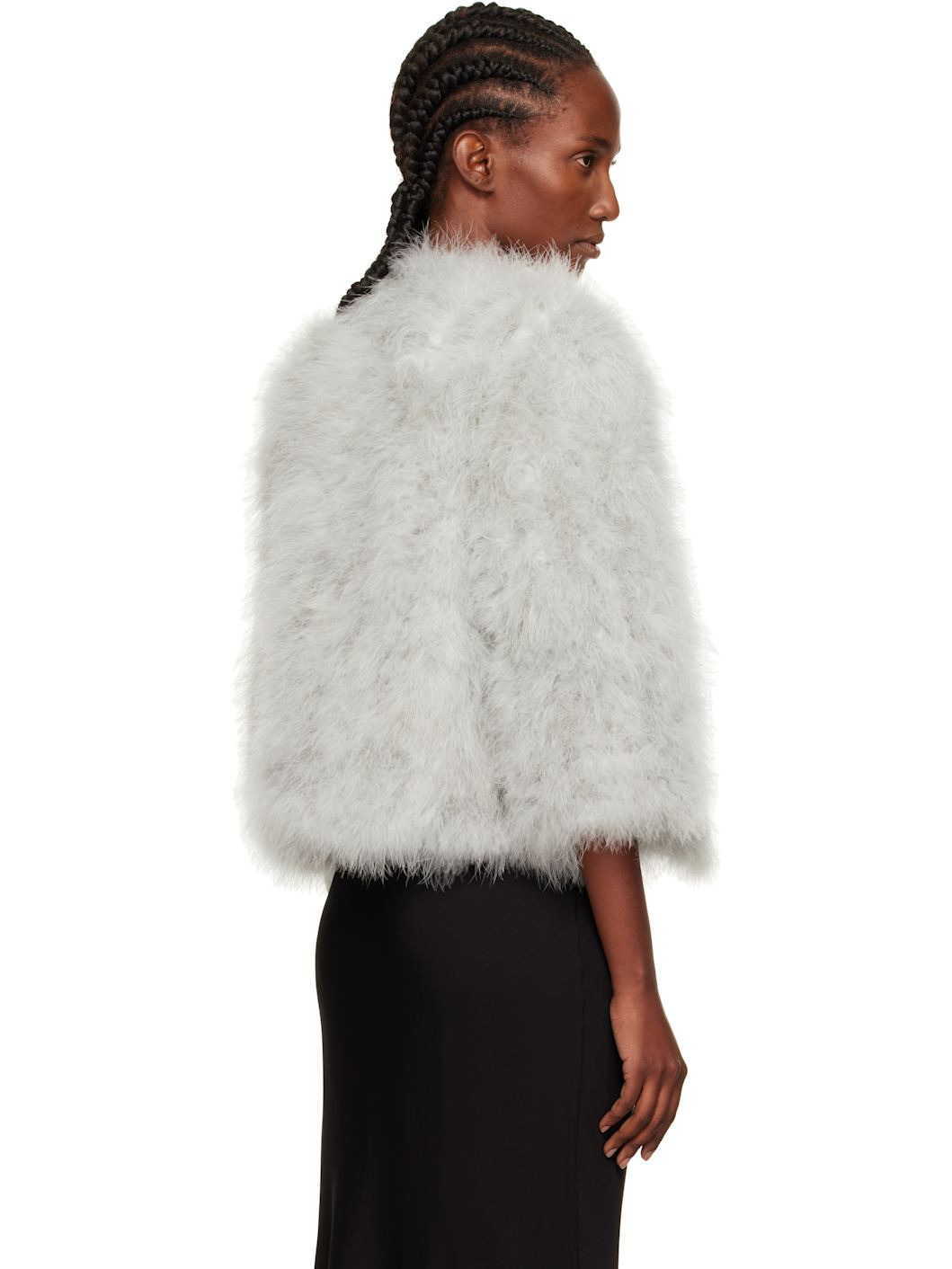 Blue Short Feather Jacket - 3