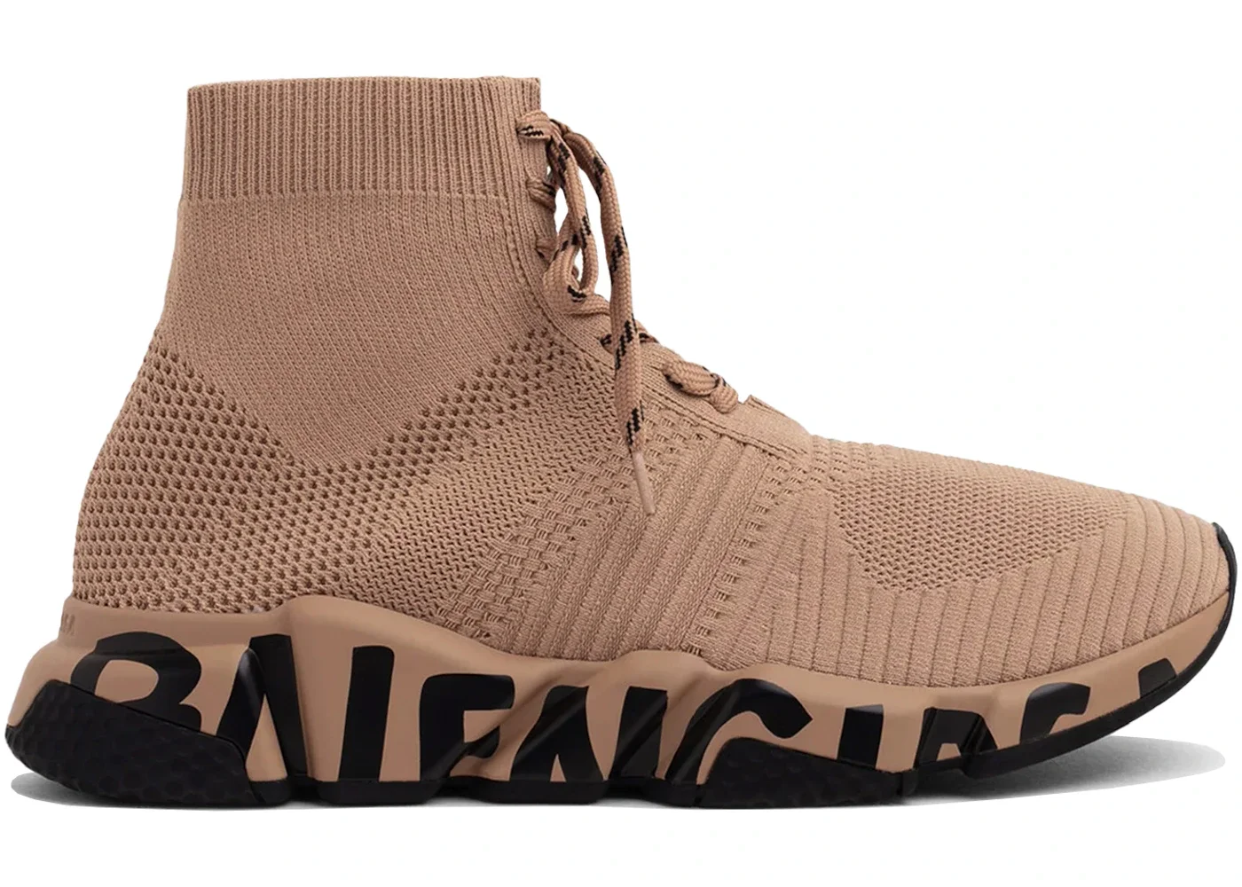 Balenciaga Speed Lace Up Graffiti Recycled Knit Graffiti Beige Black - 1