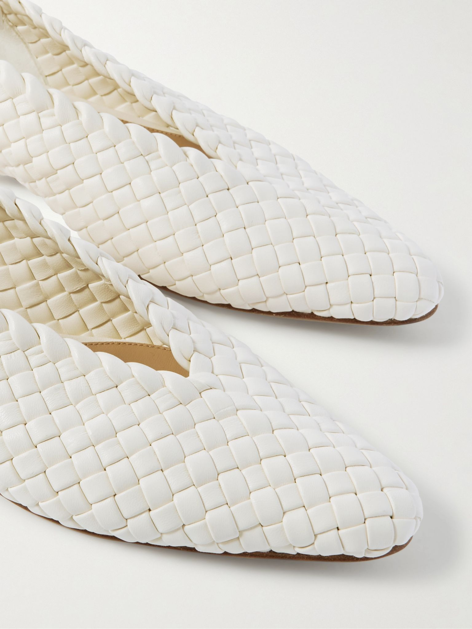 Sofia intrecciato leather point-toe flat White - 4