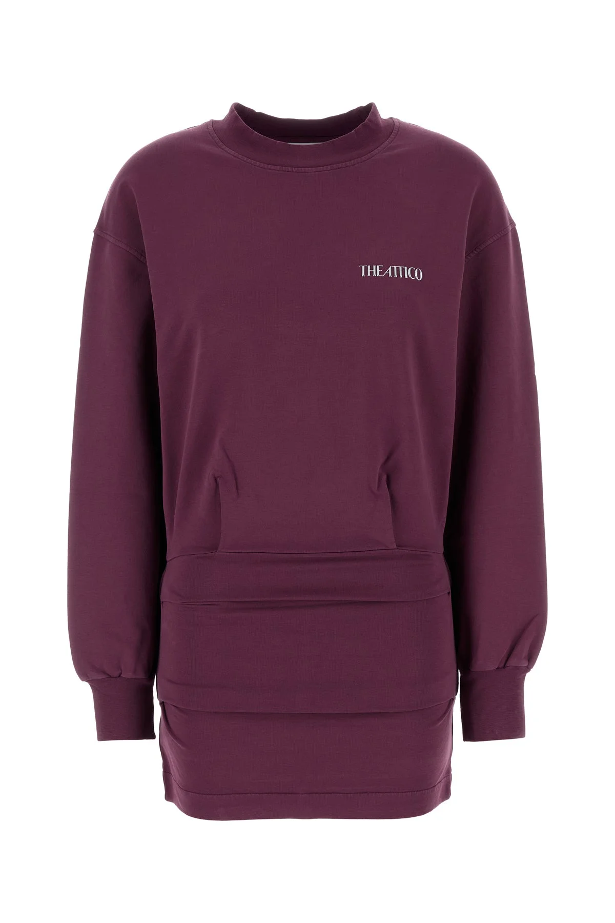 Plum stretch cotton mini dress - 1