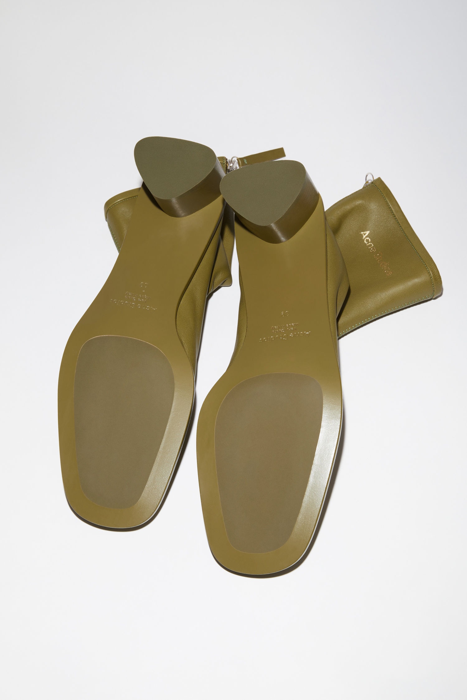 Branded leather boots - Khaki green - 3
