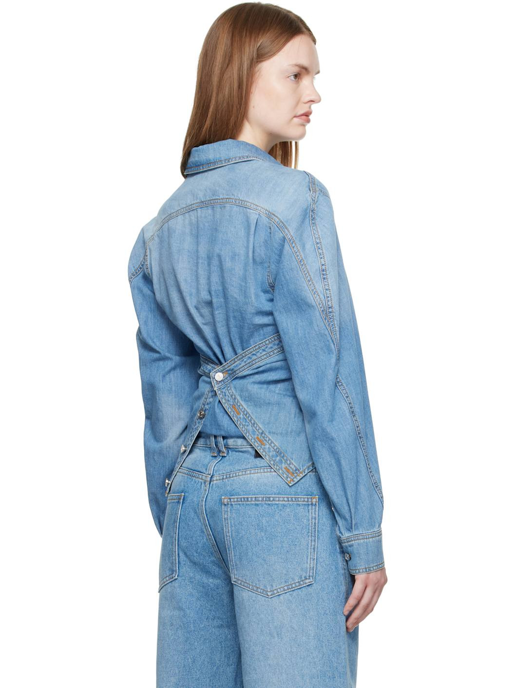 Blue Wrapped Chambray Shirt - 3