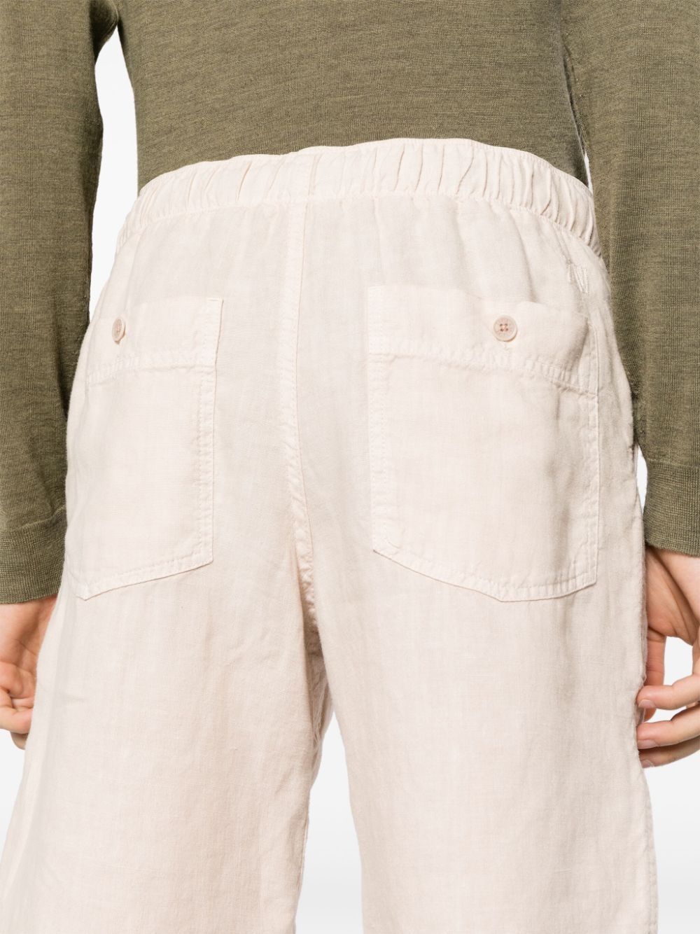 drawstring-waist linen shorts - 5