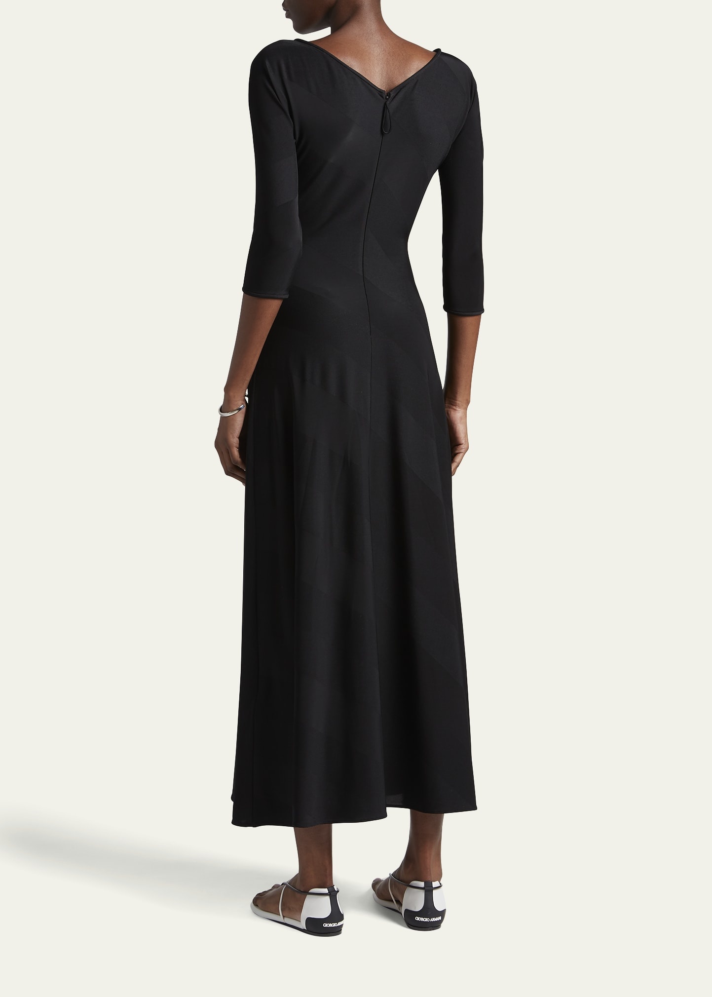 Jacquard Jersey Diagonal Stripe Maxi Dress - 3