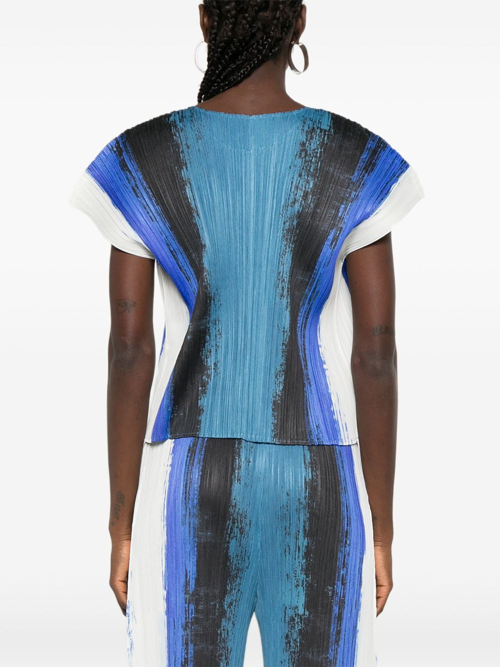 pleated abstract-print top - 4