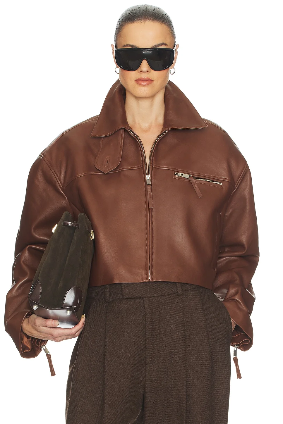 The Leather Oversized Moto Jacket in Smooth Leather - 1
