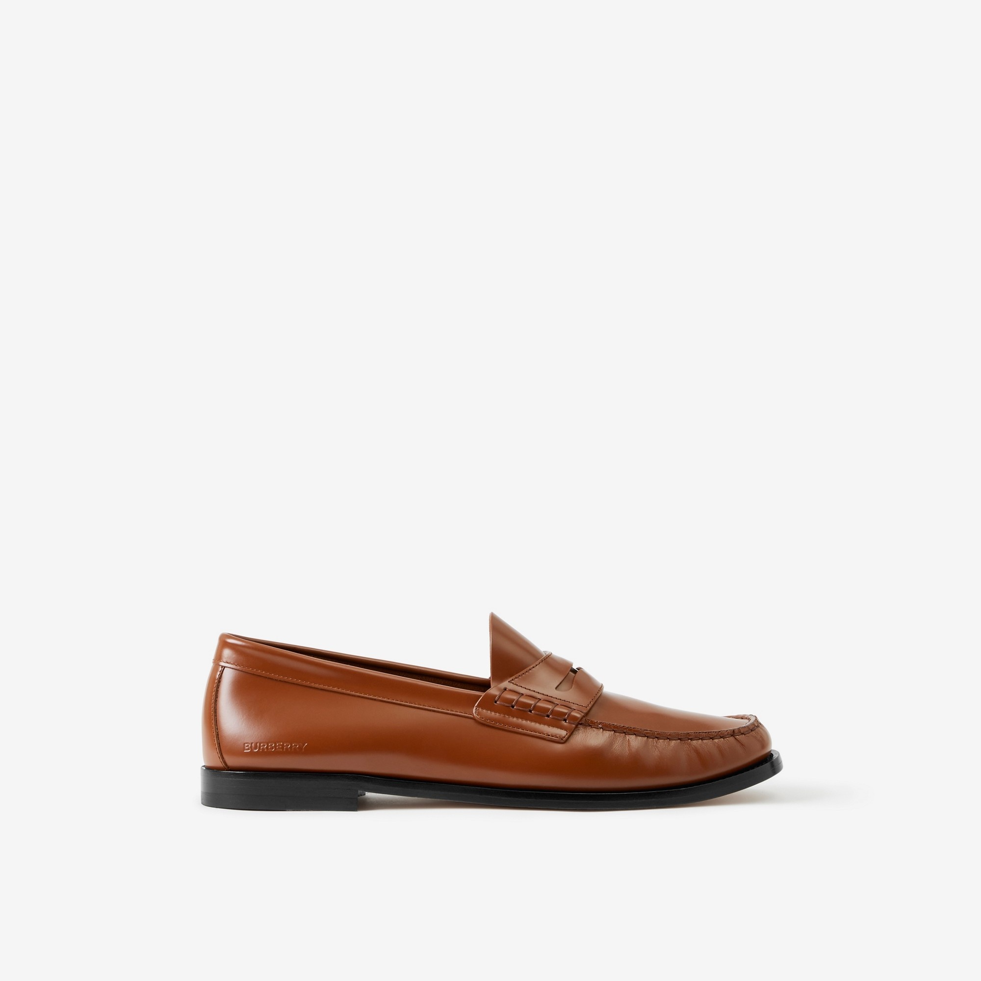 Coin Detail Leather Penny Loafers - 1