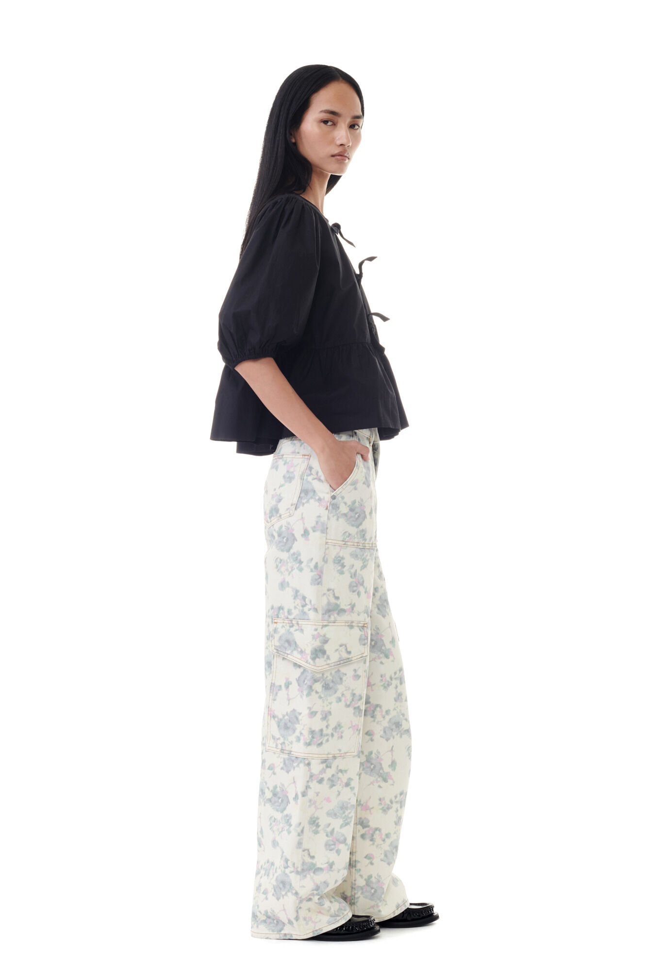 FLORAL PRINTED ANGI JEANS - 4