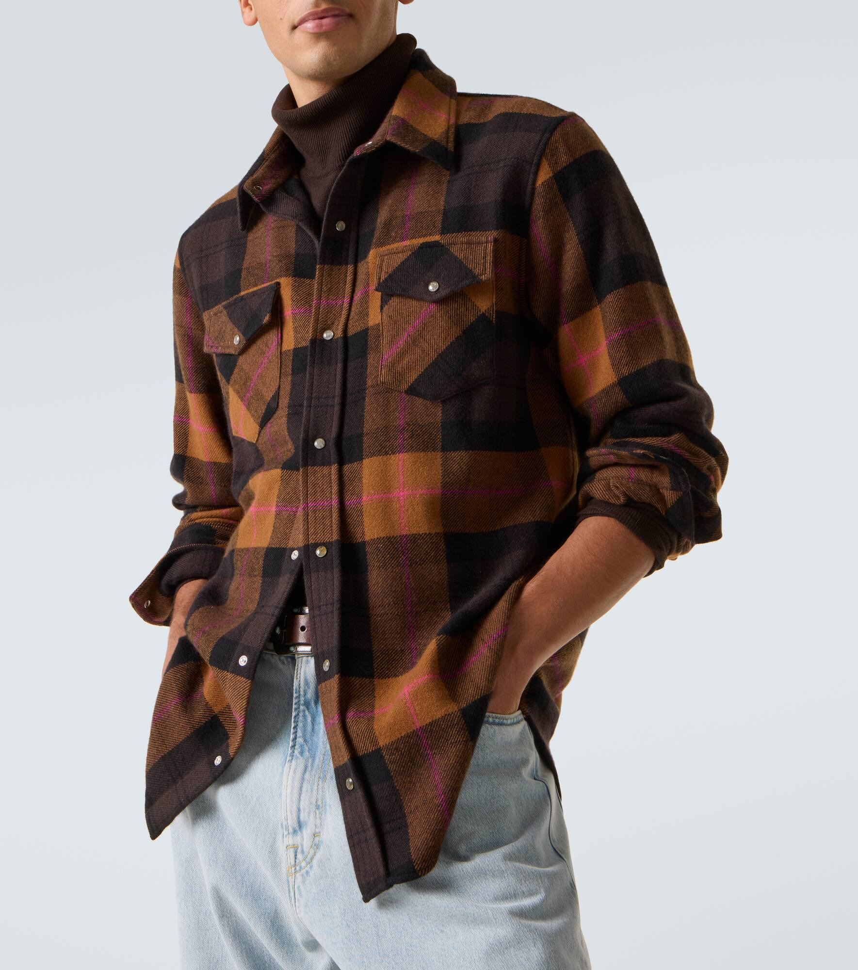 Cashmere plaid shirt - 5