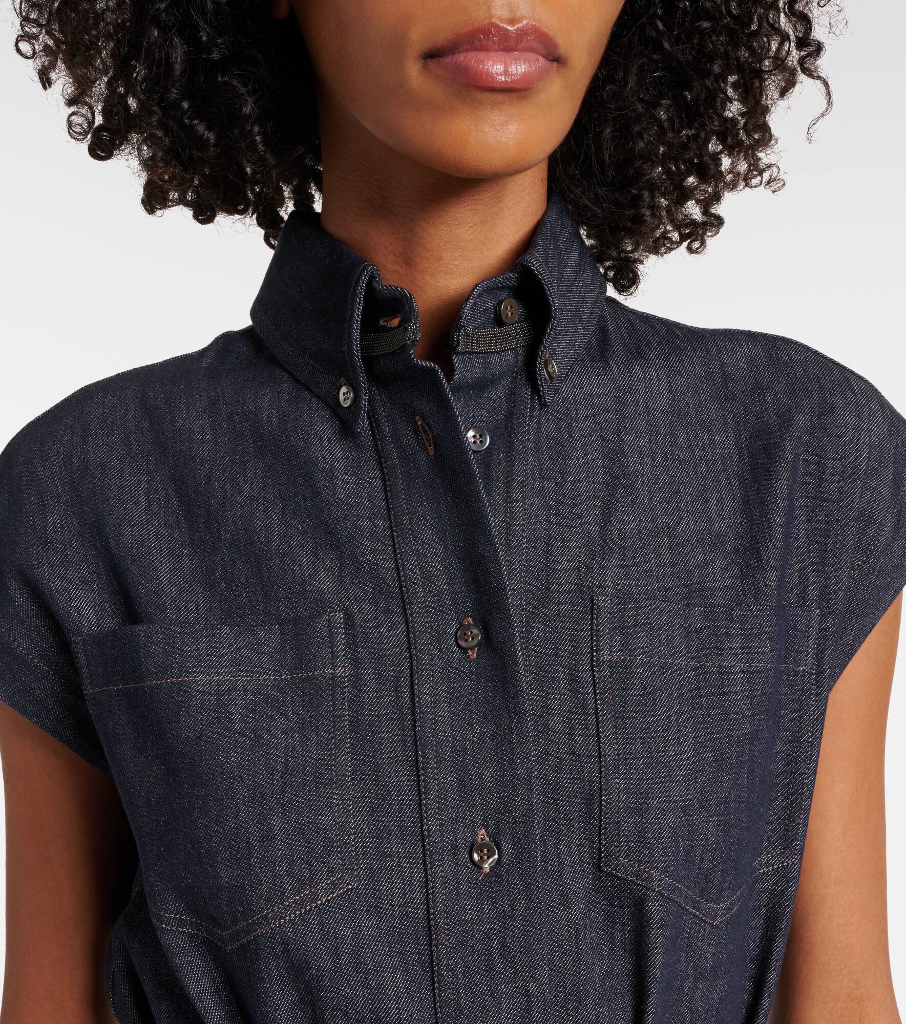 Belted denim maxi dress - 4