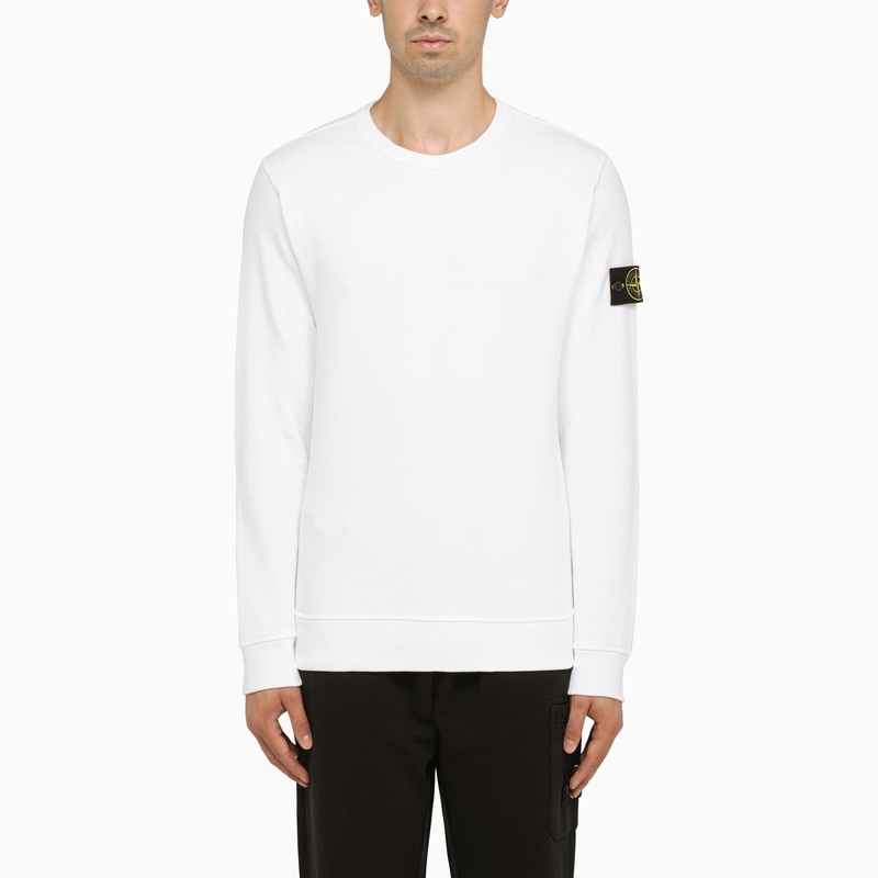 White crewneck sweatshirt with patch - 1