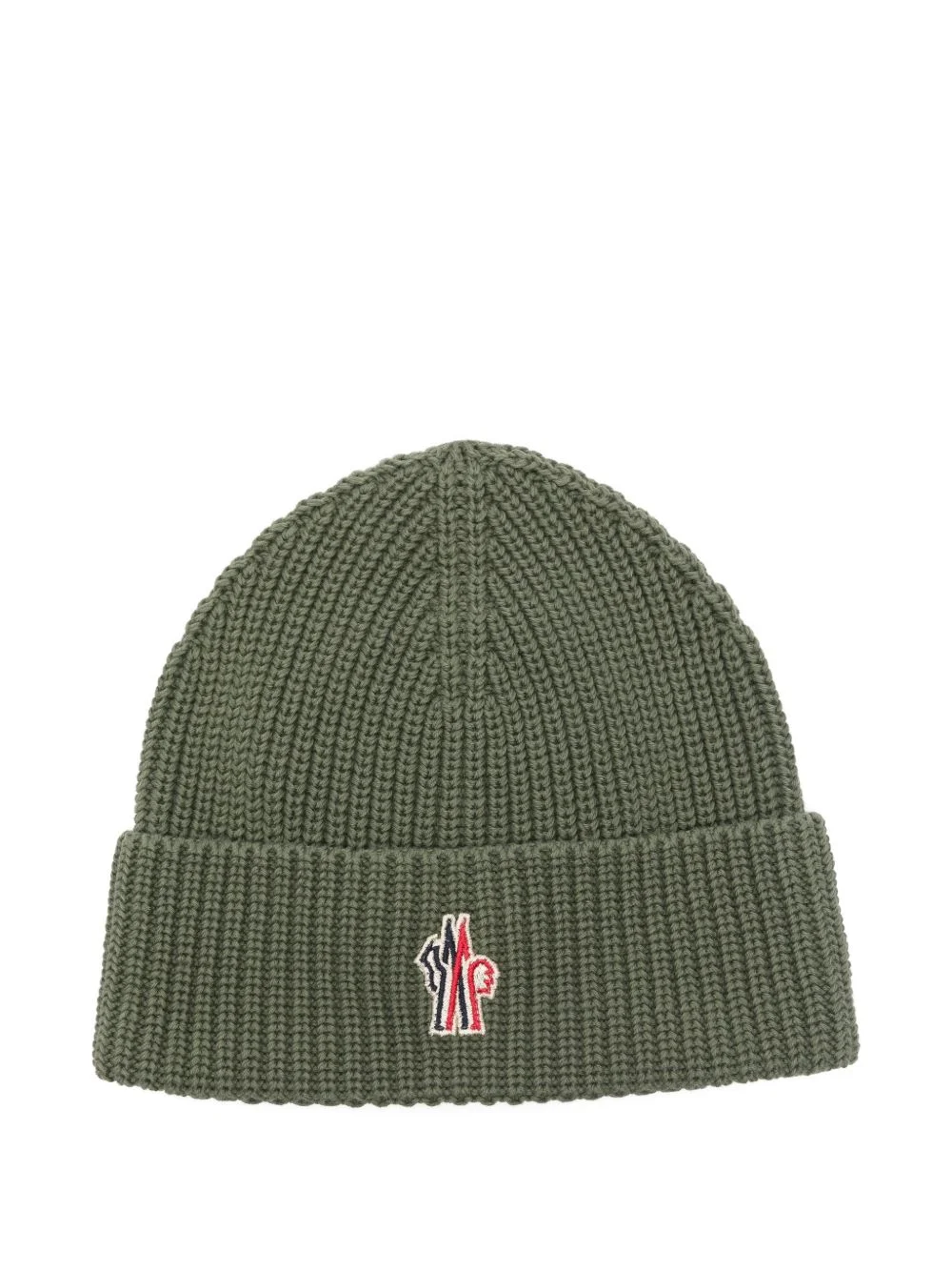 logo-patch ribbed beanie hat - 1