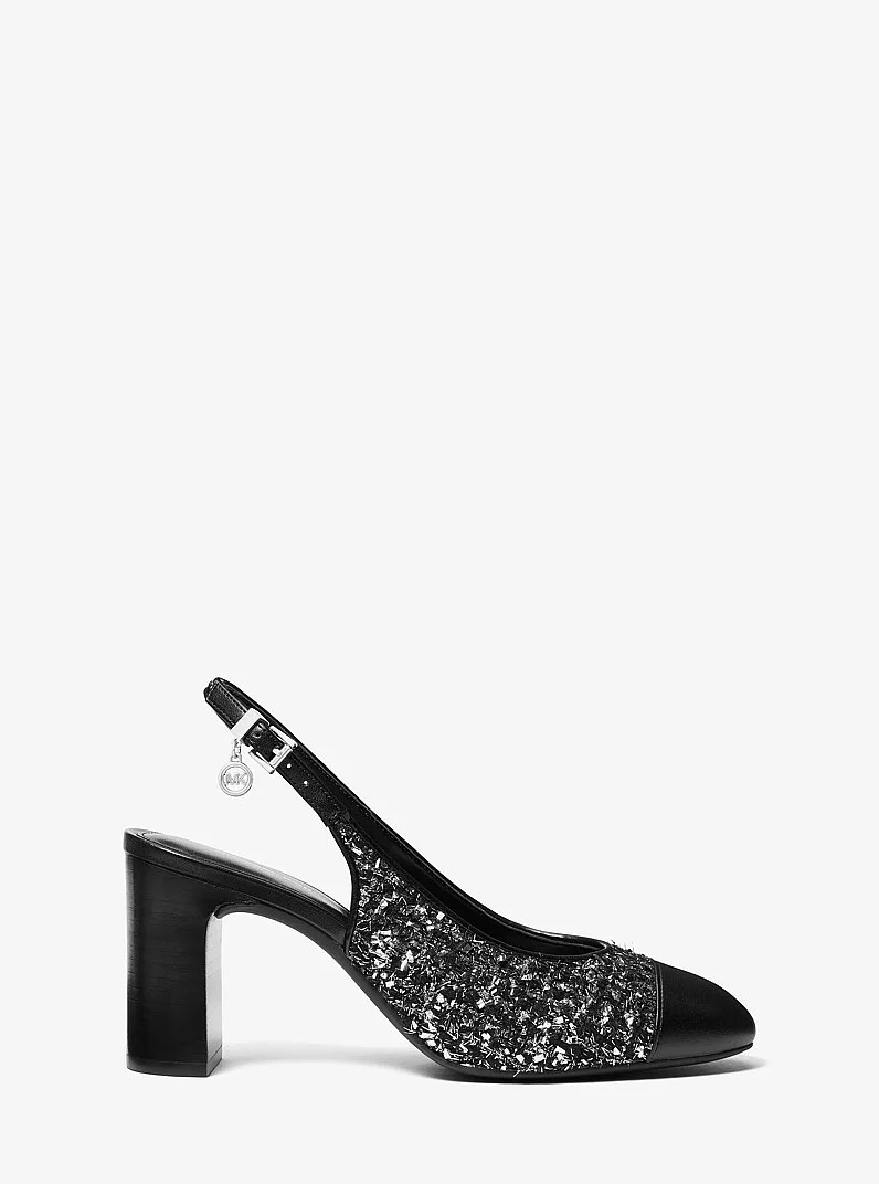 Piper Flex Metallic Tweed and Leather Slingback Pump - 1