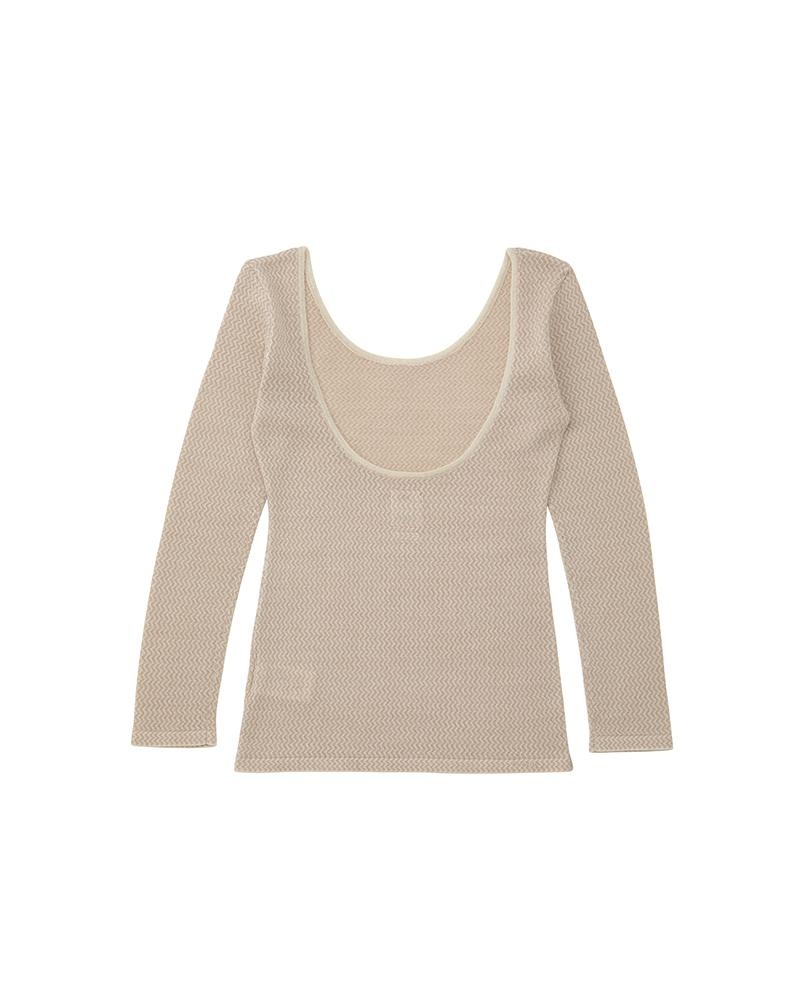 ROUND NECK L/S KNIT W IVORY - 2