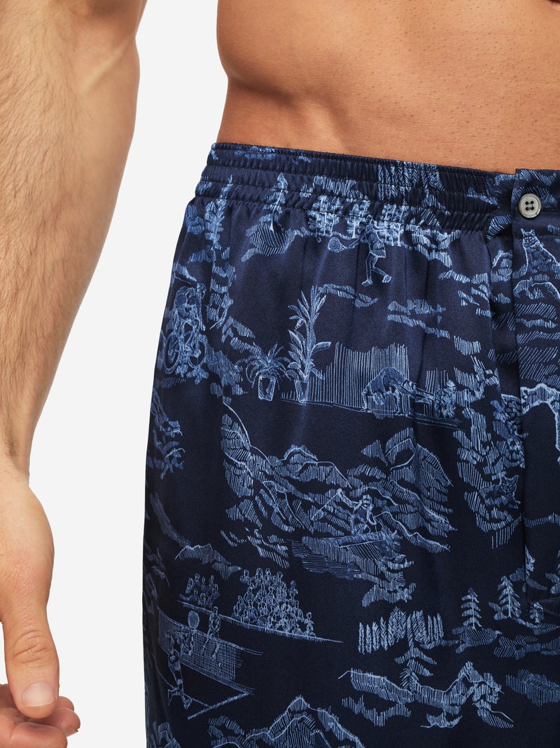 Men's Classic Fit Boxers Brindisi 84 Silk Satin Navy - 6