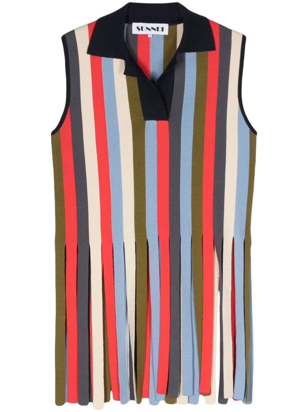 fringed-edge striped polo shirt - 1