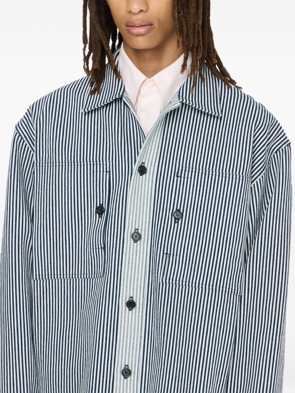 striped patch-pocket shirt - 4