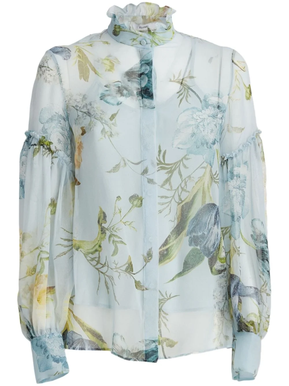 botanical-print silk blouse - 1