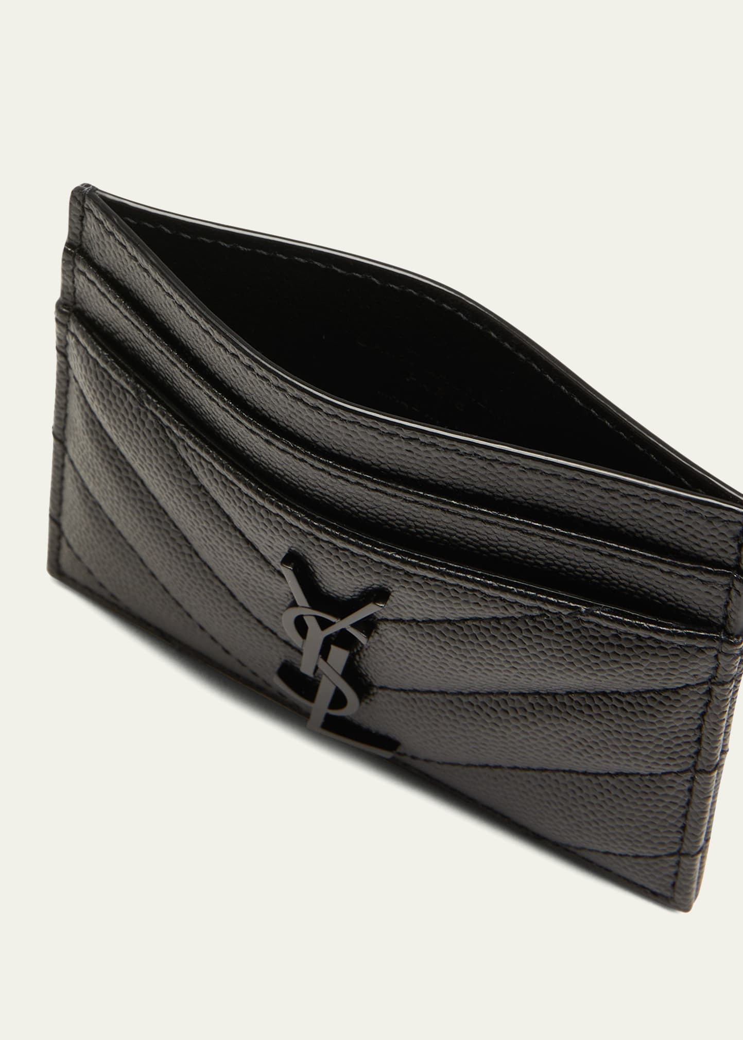 YSL Monogram Quilted Grain de Poudre Card Case - 4