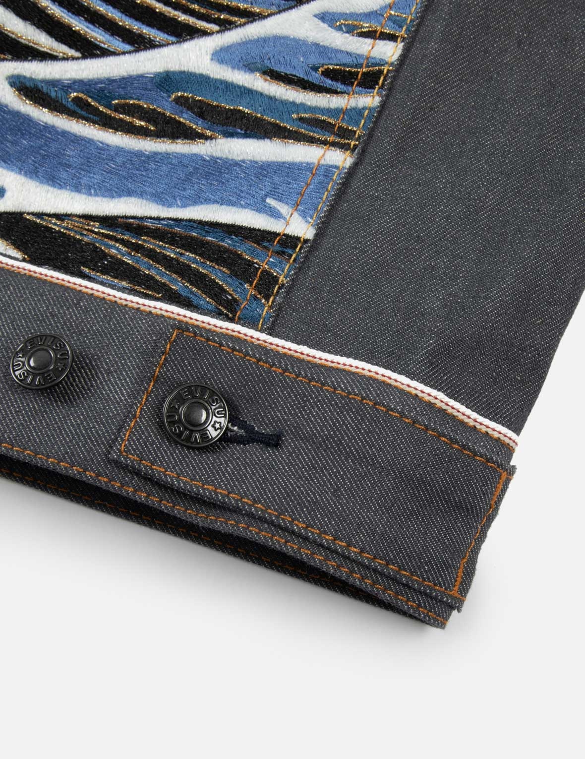 SEAGULL AND THE GREAT WAVE EMBROIDERY REGULAR FIT DENIM JACKET - 13