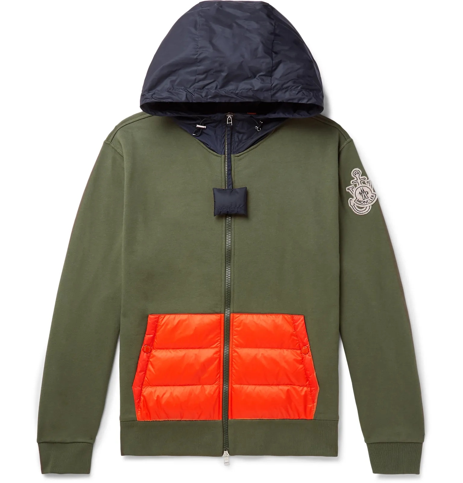 1 Moncler JW Anderson Logo-Appliquéd Shell-Trimmed Loopback Cotton-Jersey Down Hoodie - 1