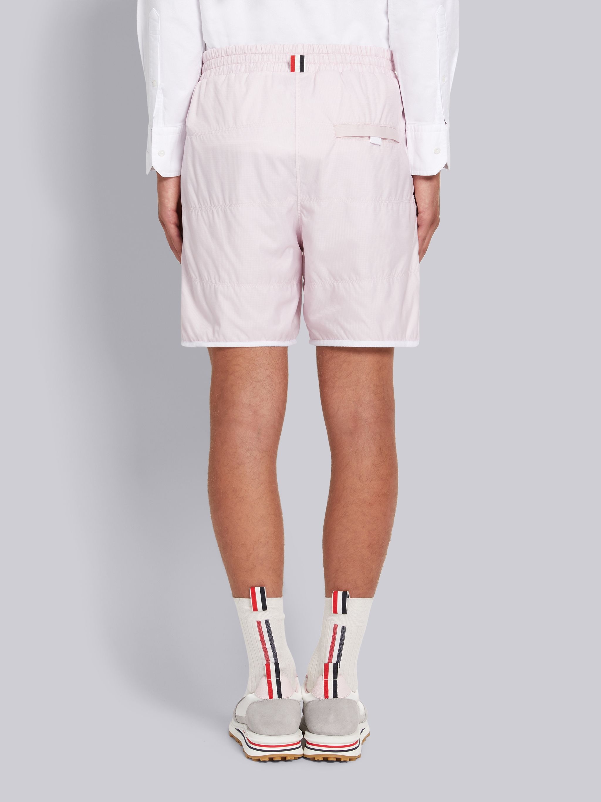 Light Pink Quilted Ripstop Jersey Lining Track Short - 3
