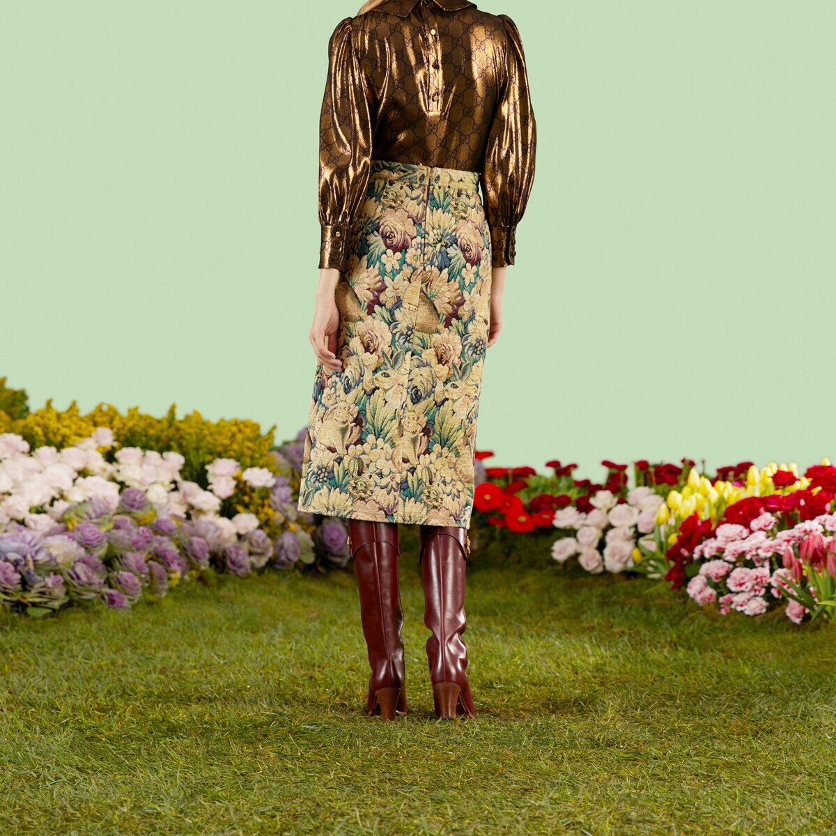 Bunny and flower jacquard skirt - 7
