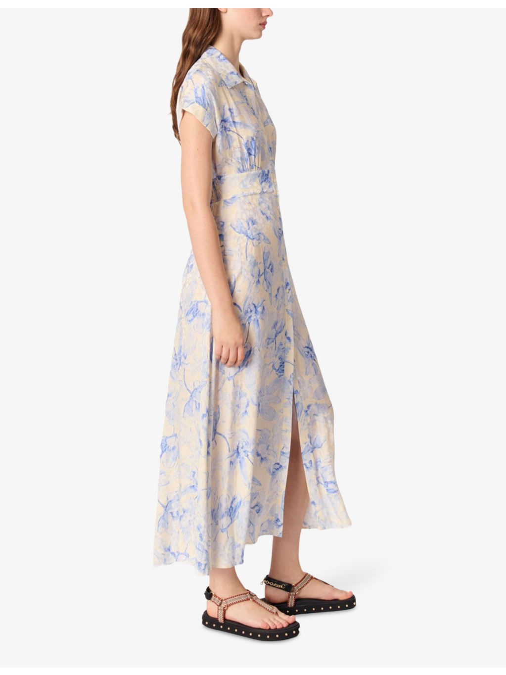 Floral-Print Short-Sleeve Woven Midi Dress - 3