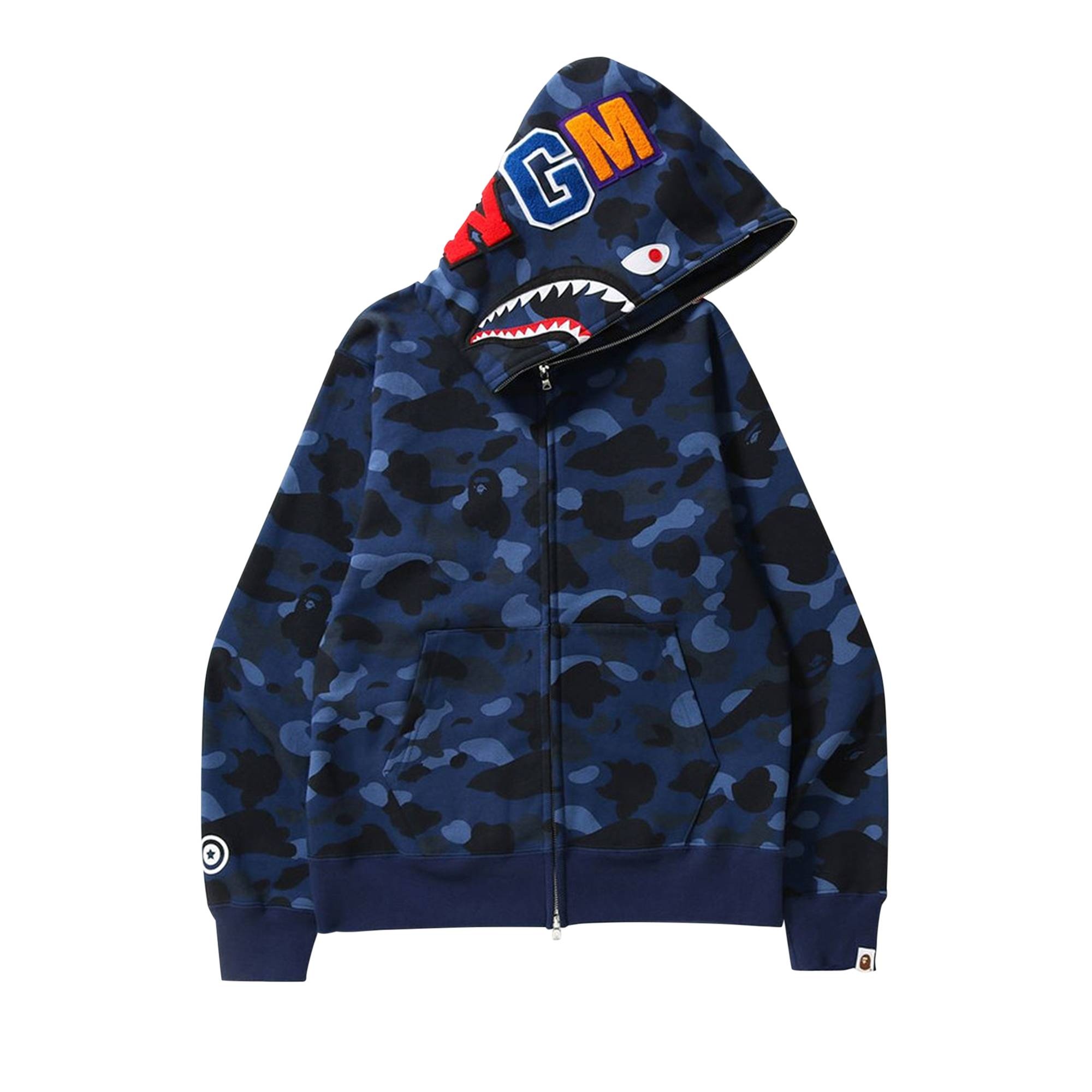 BAPE Color Camo Shark Full Zip Hoodie 'Navy' - 1