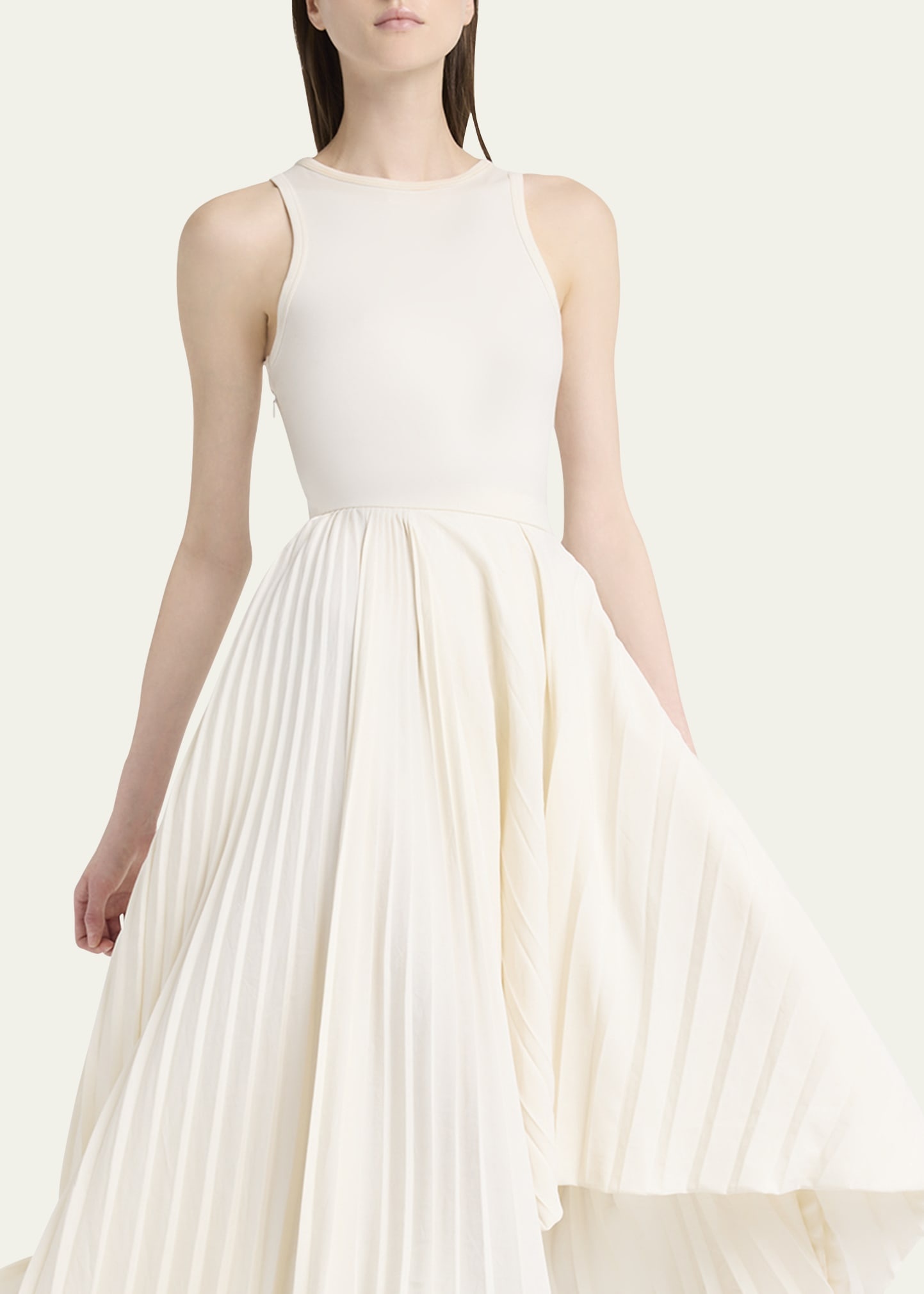 Sleeveless Pleated Skirt Maxi Dress - 5