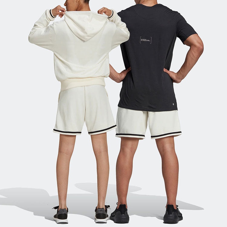 adidas U SHO Logo Label Elastic Waistband Straight Shorts White HY5517 - 3