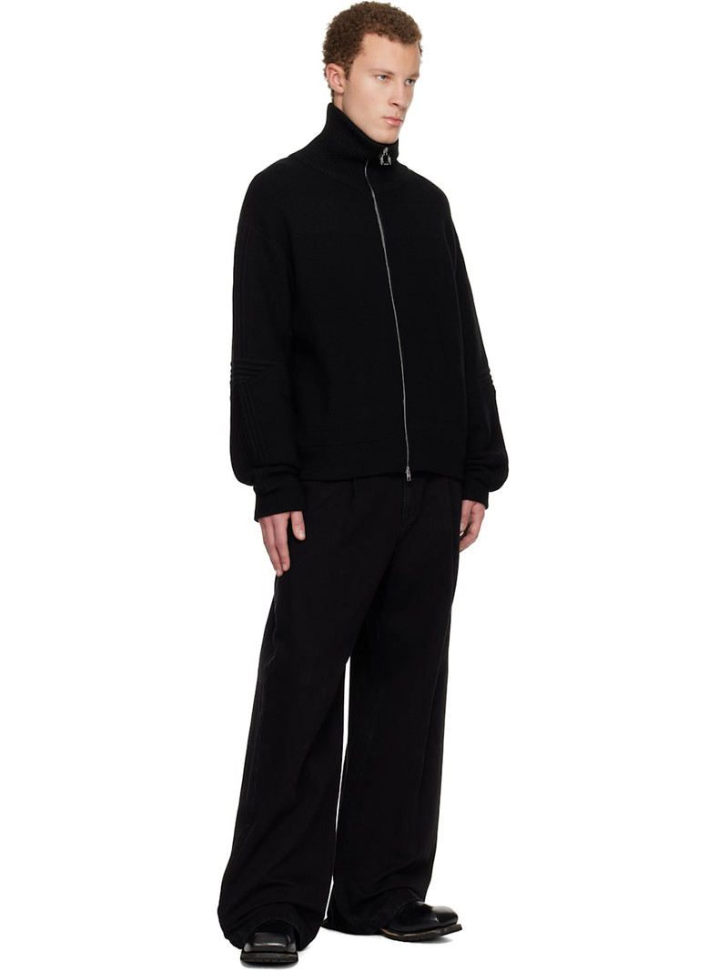 Wooyoungmi Black High-Neck Zip-Up Sweater outlook