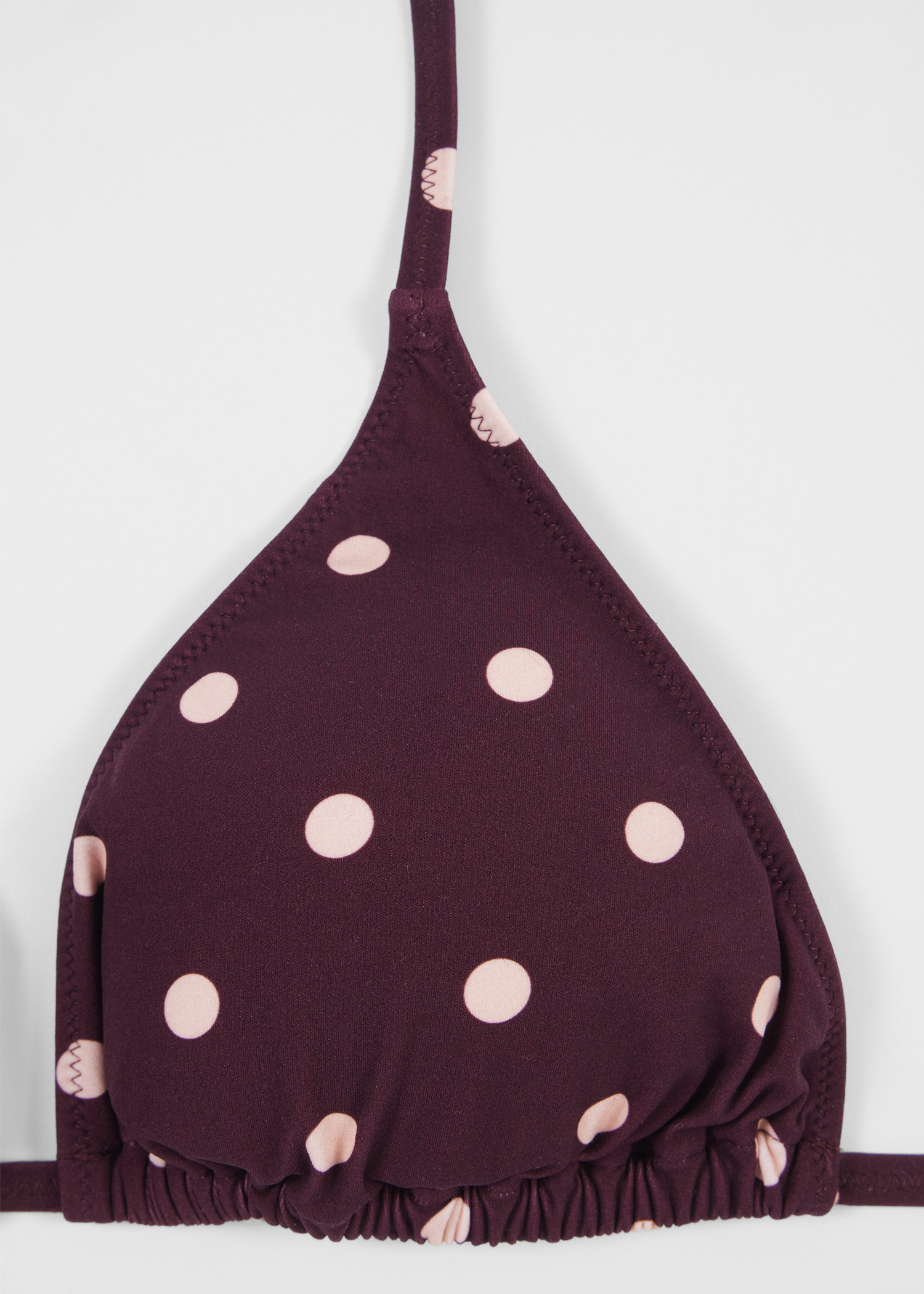 Women's Burgundy Polka Dot Triangle Bikini Top - 4