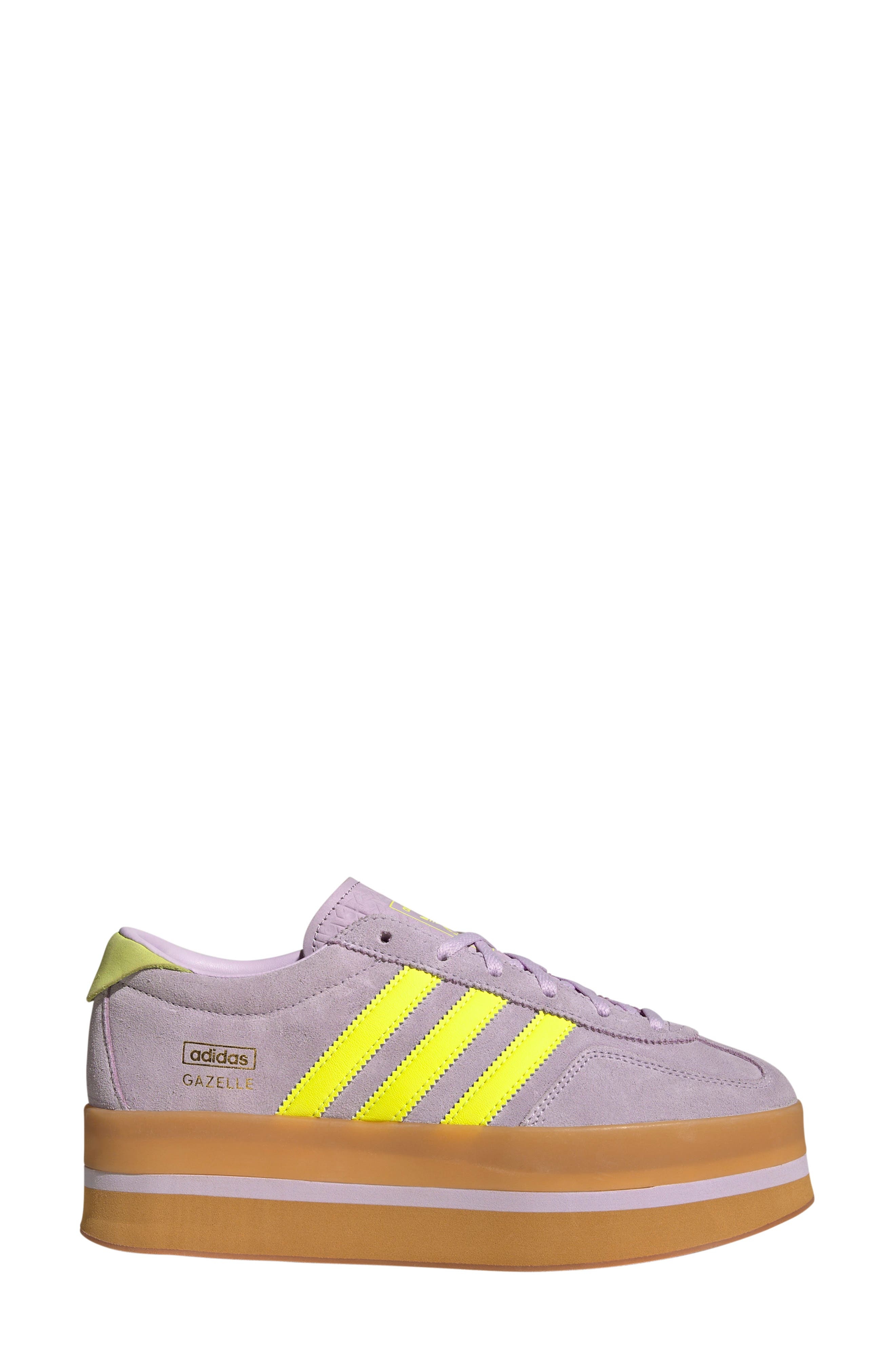 adidas Gazelle Stack Platform Sneaker in Ice Lavender/Yellow/Gum at Nordstrom - 3