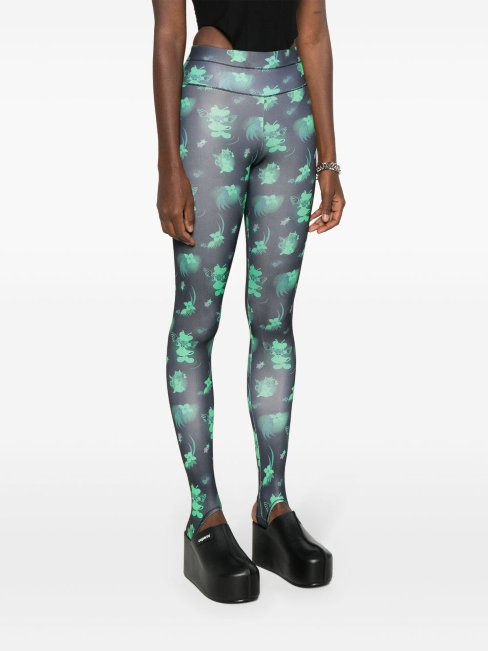 Neon cartoon-print leggings - 3