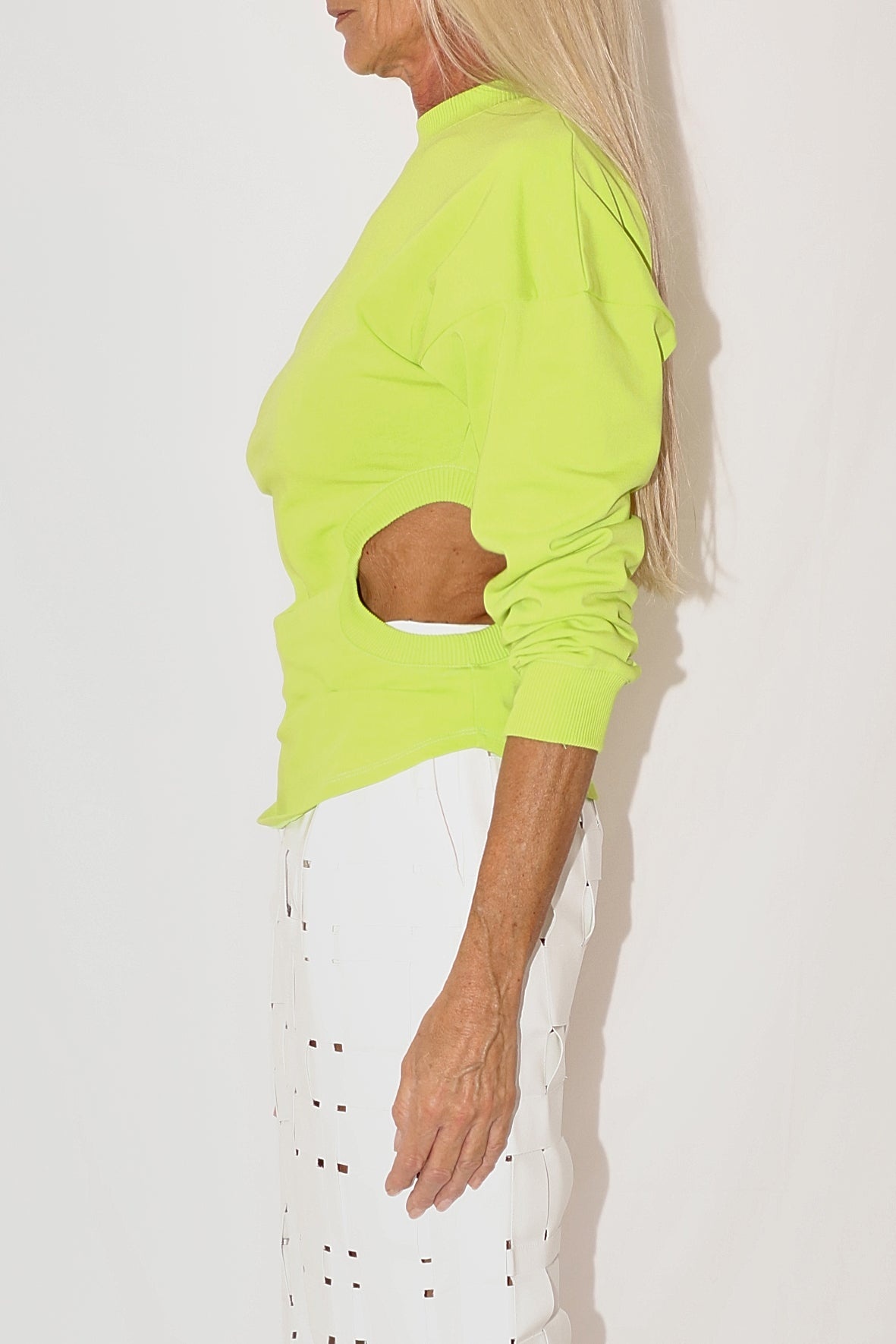 LONG SLEEVE JERSEY TOP WITH CUTOUT DETAIL ACID LIME - 5