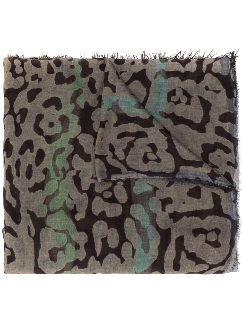 animal-print raw-edge scarf - 1