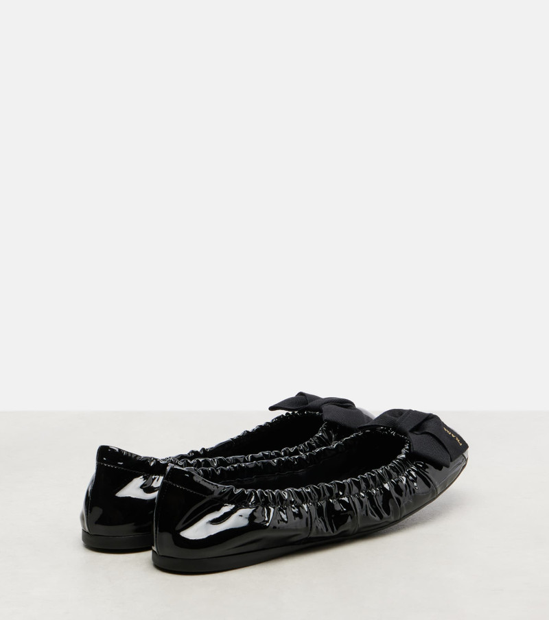 Prada Bow-detail patent leather ballet flats outlook