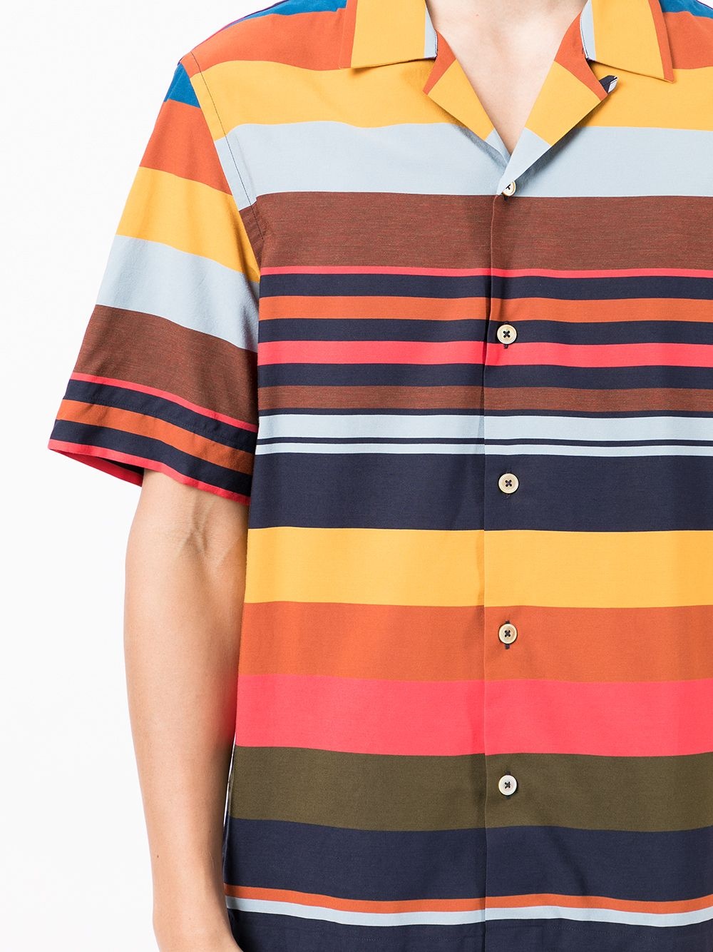 striped colour-block short-sleeve shirt - 5