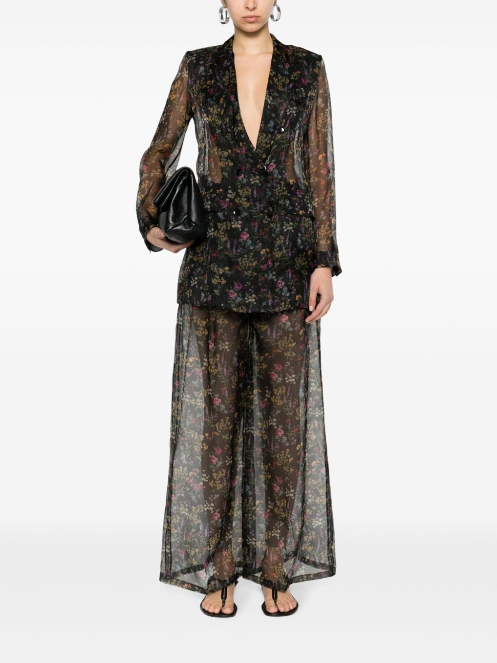 Jabot floral-print silk blazer - 2