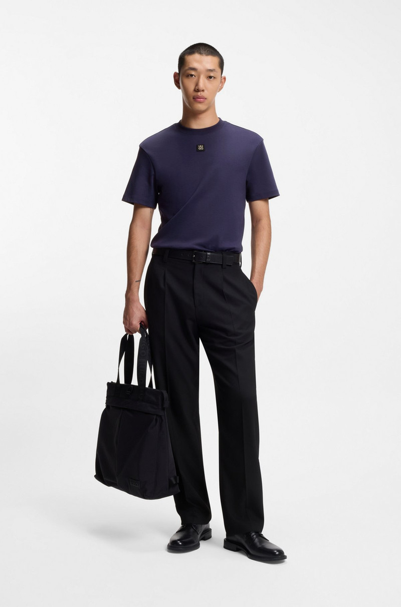 HUGO INTERLOCK-COTTON REGULAR-FIT T-SHIRT WITH STACKED LOGO outlook
